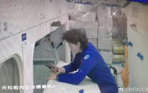 刘洋到达后刷起了手机