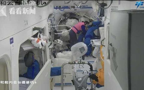 神十四航天员在轨种菜画面