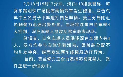 诈骗团伙因分赃不均街头撞车追打