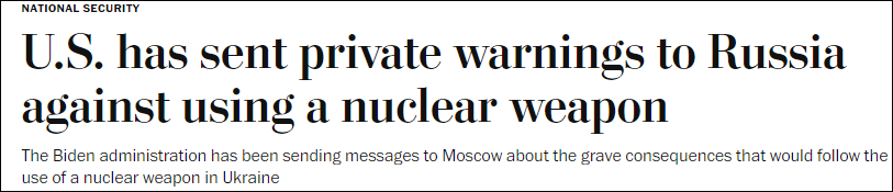 沙利文:美国已私下警告俄勿用核武